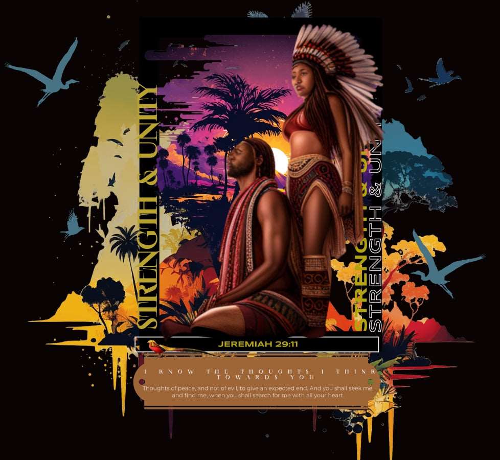 Beautifully designed image of Indigenous people with verse Jeremiah 29:11